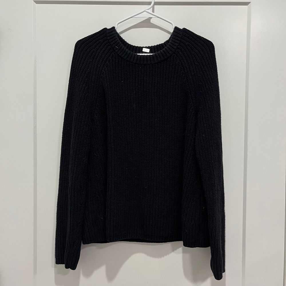 Quince Organic Cotton Shaker Stitch Crewneck Sweater Black Mens Medium